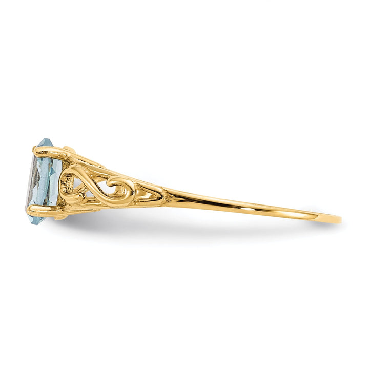 14k Yellow Gold Synthetic Aquamarine Ring