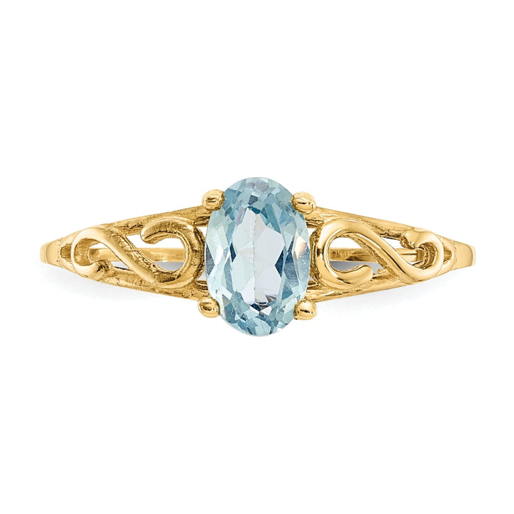 14k Yellow Gold Synthetic Aquamarine Ring