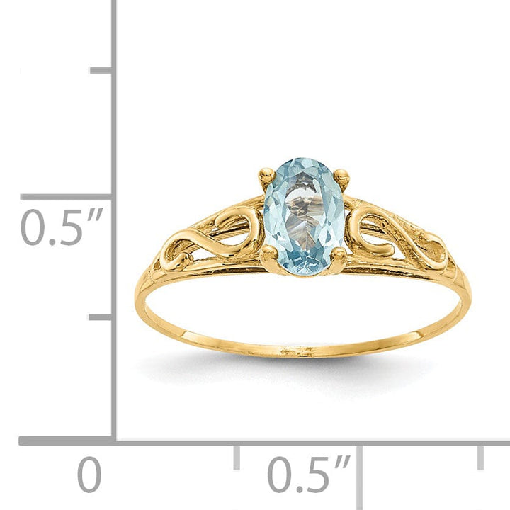 14k Yellow Gold Synthetic Aquamarine Ring