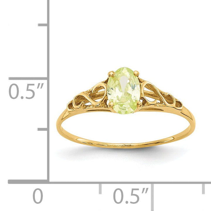 14k Yellow Gold Synthetic Peridot Ring