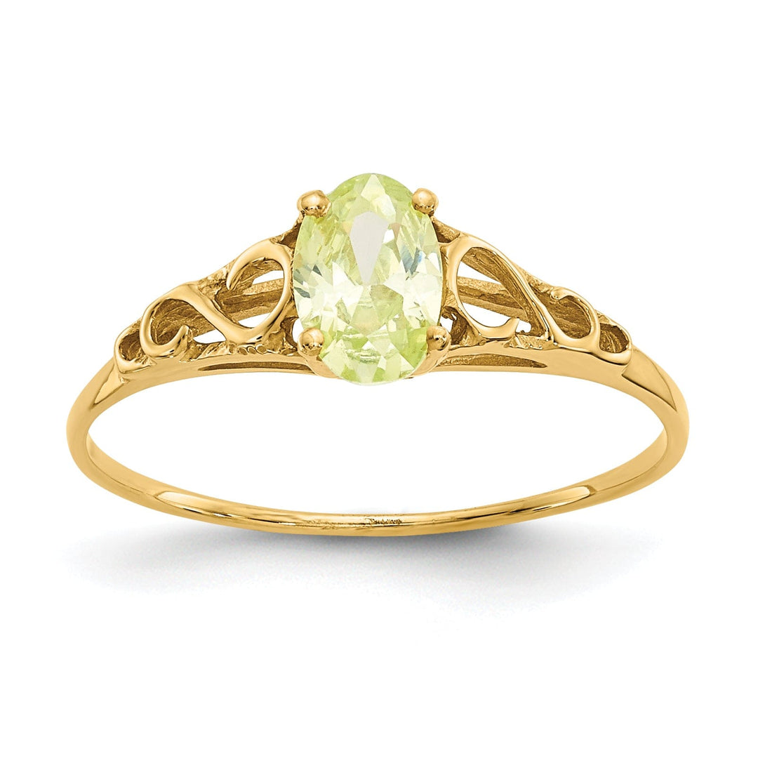 14k Yellow Gold Synthetic Peridot Ring