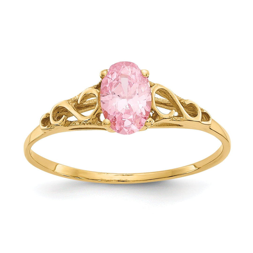 14k Yellow Gold Synthetic Rose C.Z Ring