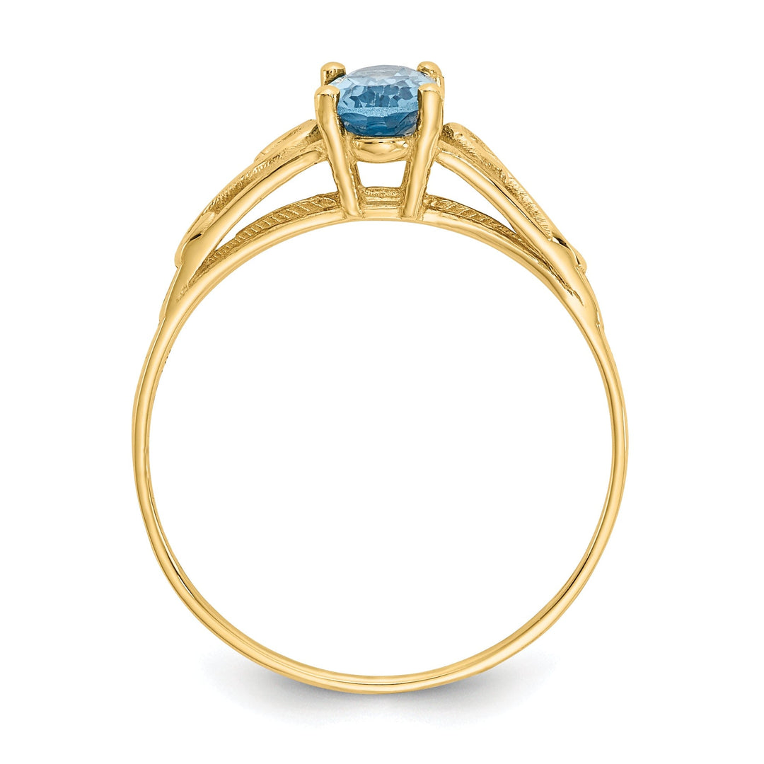 14k Yellow Gold Synthetic Blue C.Z Ring