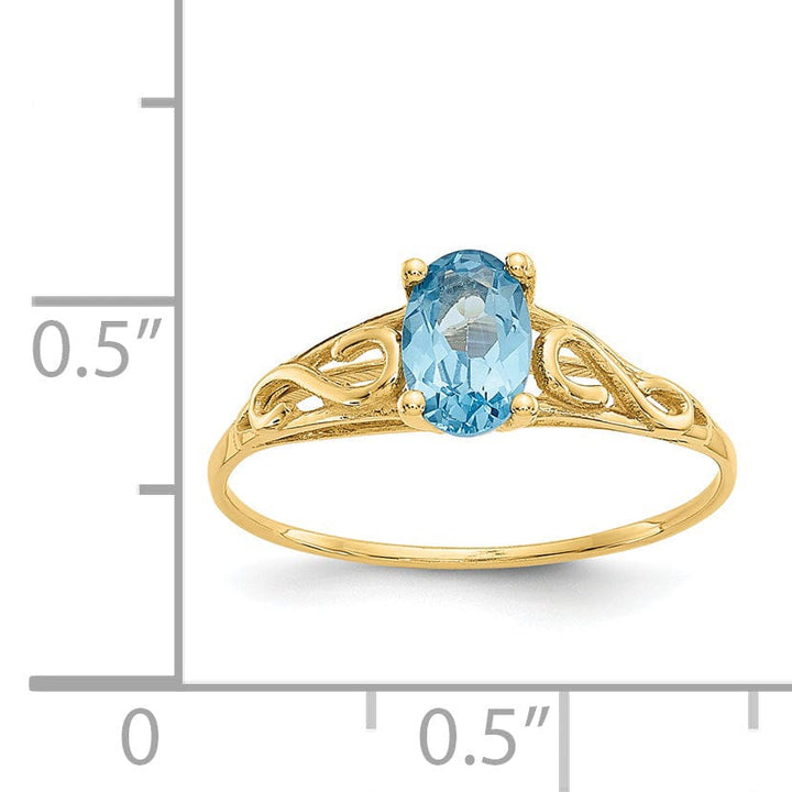 14k Yellow Gold Synthetic Blue C.Z Ring