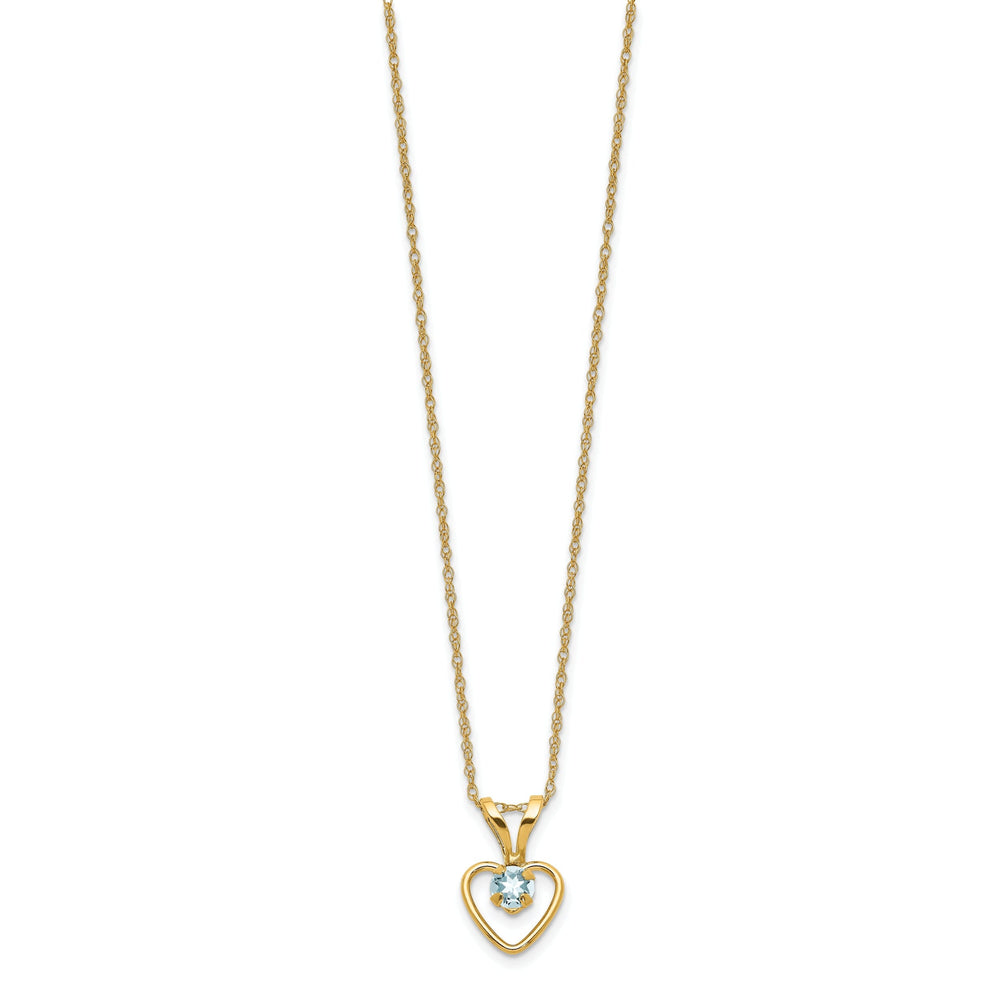 14k Yellow Gold Aquamarine Heart Necklace