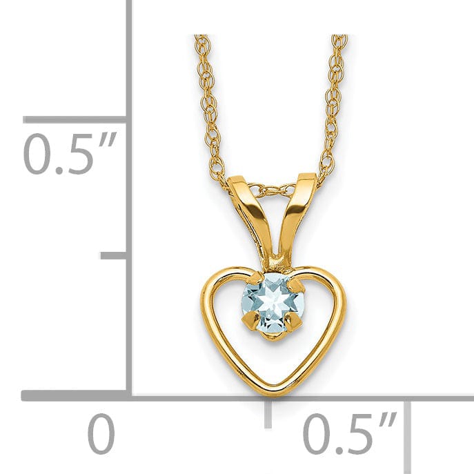 14k Yellow Gold Aquamarine Heart Necklace
