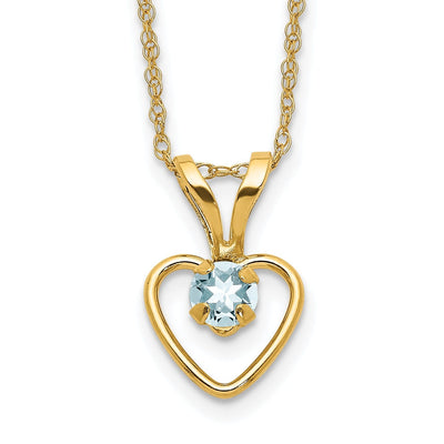14k Yellow Gold Aquamarine Heart Necklace at $ 67.34 only from Jewelryshopping.com