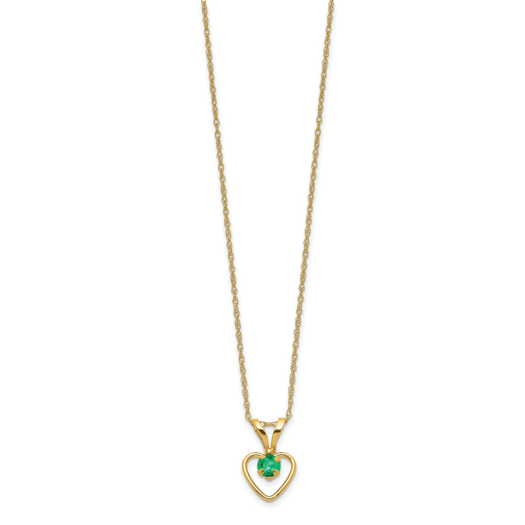 14k Yellow Gold Emerald Heart Necklace