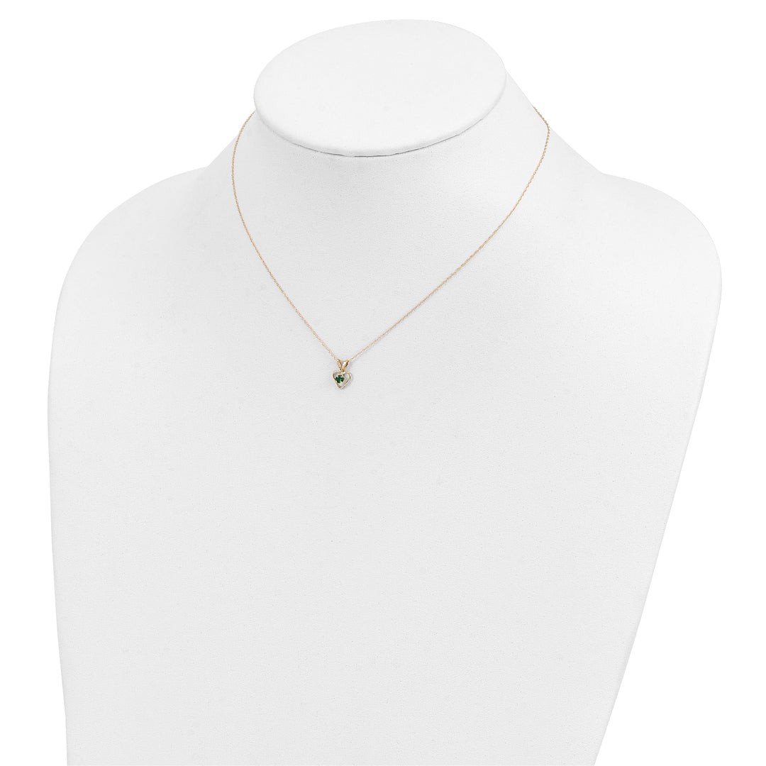 14k Yellow Gold Emerald Heart Necklace