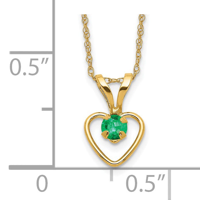 14k Yellow Gold Emerald Heart Necklace