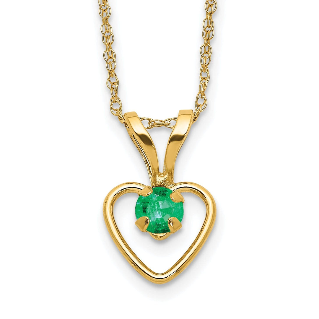 14k Yellow Gold Emerald Heart Necklace