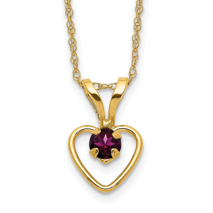 14k Yellow Gold Garnet Heart Birthstone Necklace