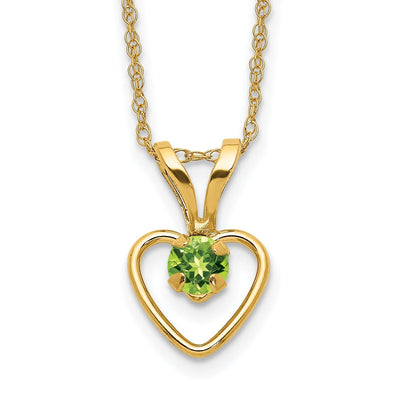 14k Yellow Gold Peridot Heart Birthstone Necklace at $ 66.18 only from Jewelryshopping.com
