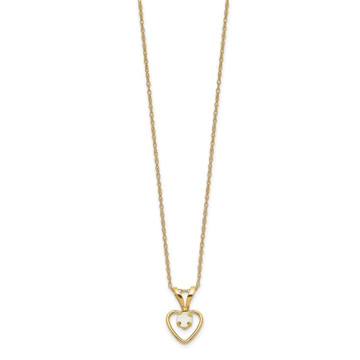 14k Yellow Gold Opal Heart Pendant & Necklace