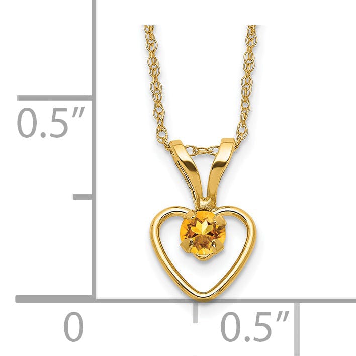 14k Yellow Gold Citrine Heart Necklace