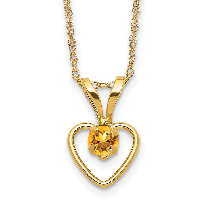 14k Yellow Gold Citrine Heart Necklace