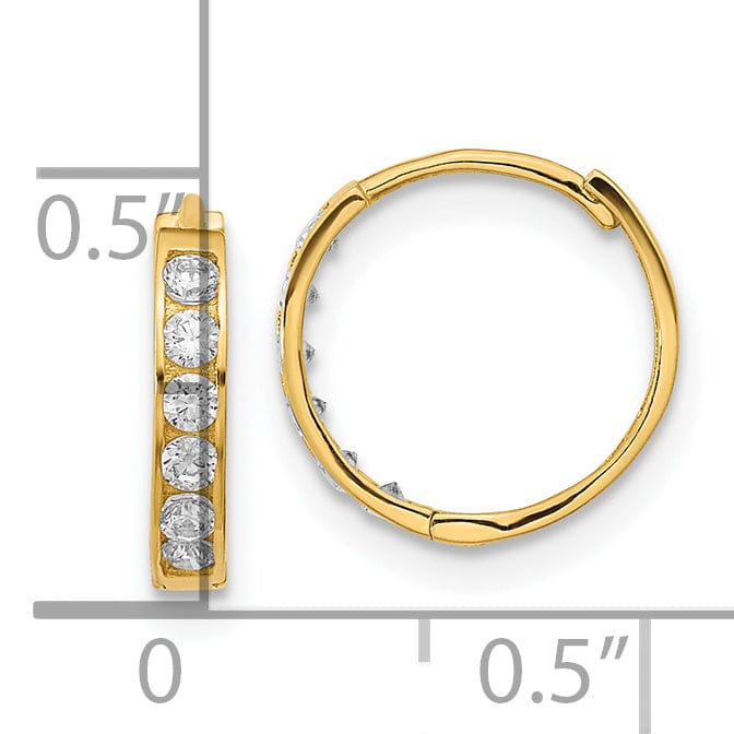 14k Yellow Gold Hinged C.Z Hoop Earrings