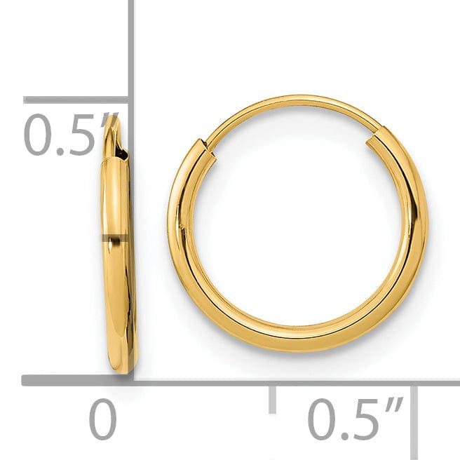 14k Yellow Gold Endless Hoop Earrings