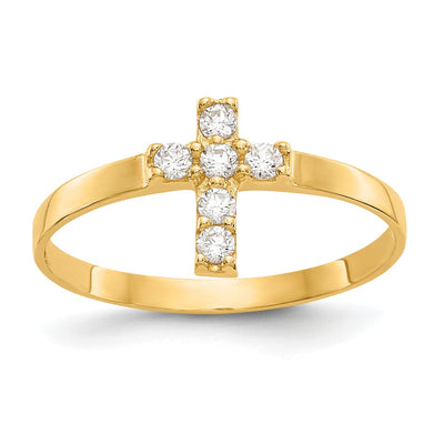 14k Yellow Gold Madi K C.Z Cross Baby Ring at $ 67.64 only from Jewelryshopping.com