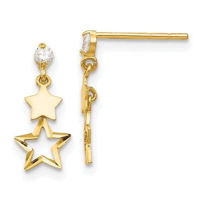 14k Yellow Gold C.Z Star Post Dangle Earrings at $ 81.69 only from Jewelryshopping.com
