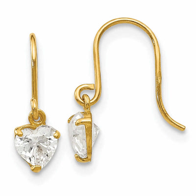 14k Madi K CZ Childrens Heart Dangle Earrings at $ 34.46 only from Jewelryshopping.com