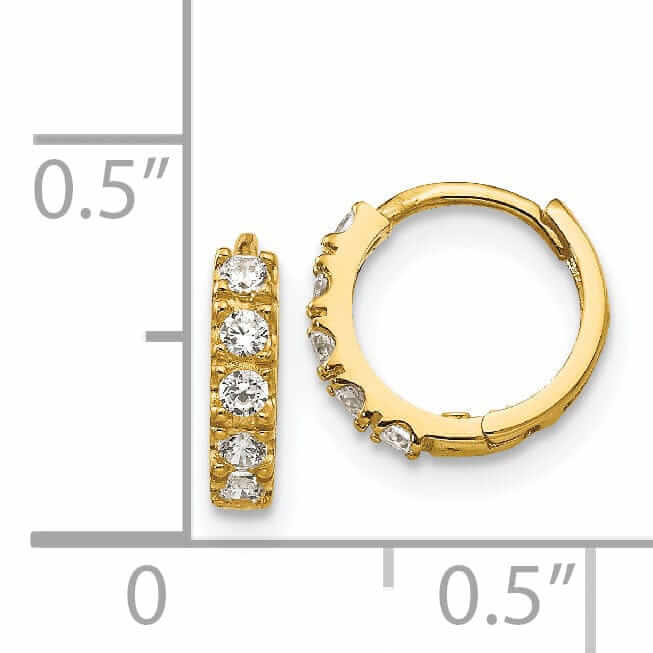 14k Madi K CZ Childrens Hinged Hoop Earrings