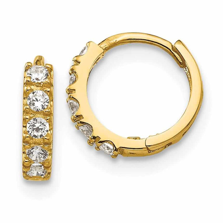 14k Madi K CZ Childrens Hinged Hoop Earrings