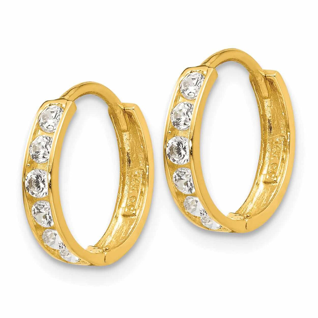 14k Madi K CZ Childrens Hinged Hoop Earrings