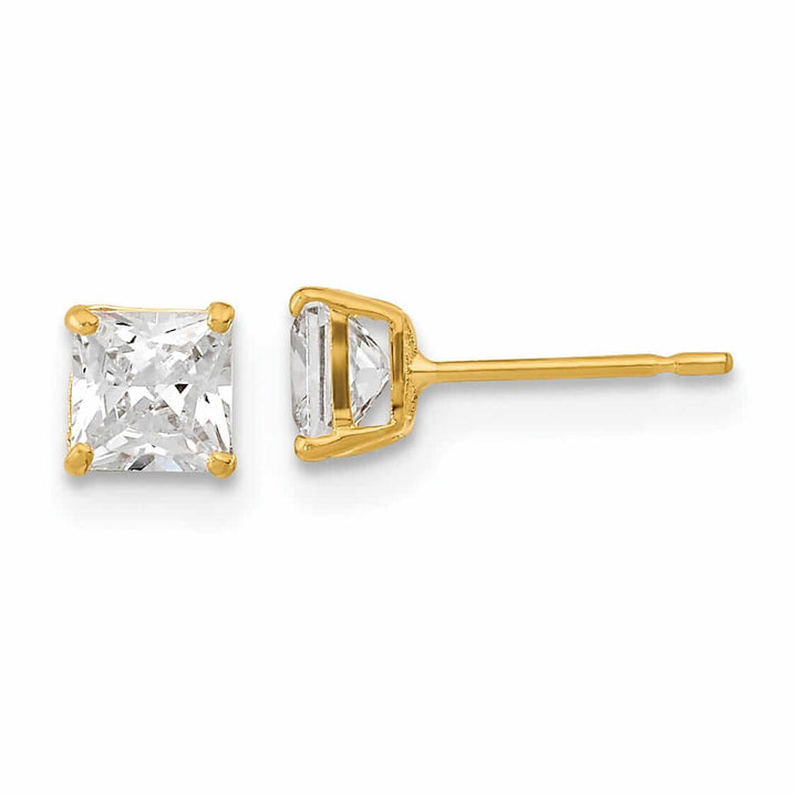 14k Square Basket Set Stud Earrings