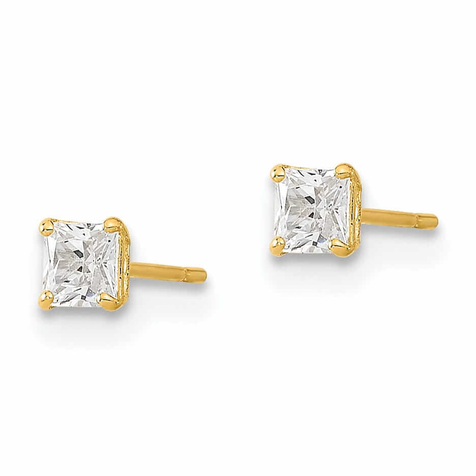 14k Square Basket Set Stud Earrings