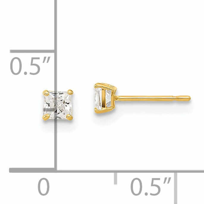 14k Square Basket Set Stud Earrings