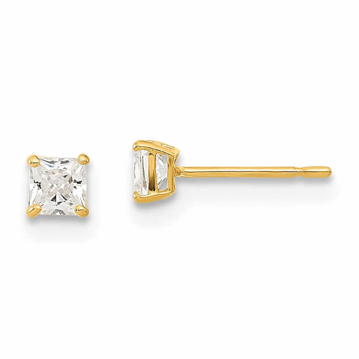 14k Square Basket Set Stud Earrings