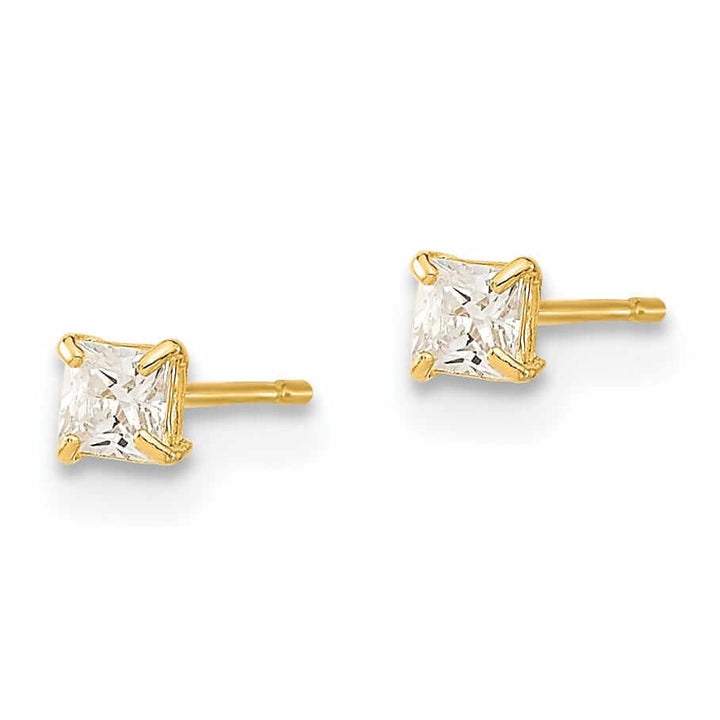 14k 2.5mm Square Basket Set Stud Earrings