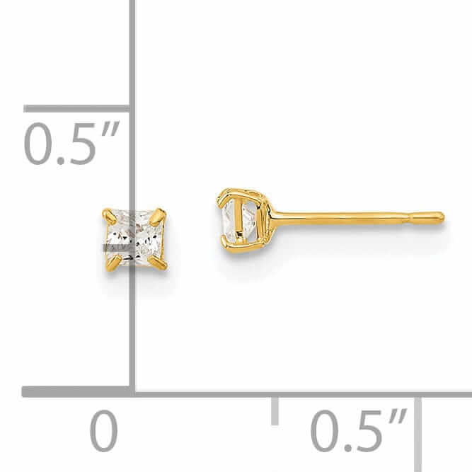 14k 2.5mm Square Basket Set Stud Earrings