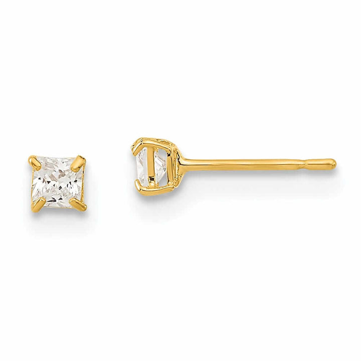 14k 2.5mm Square Basket Set Stud Earrings