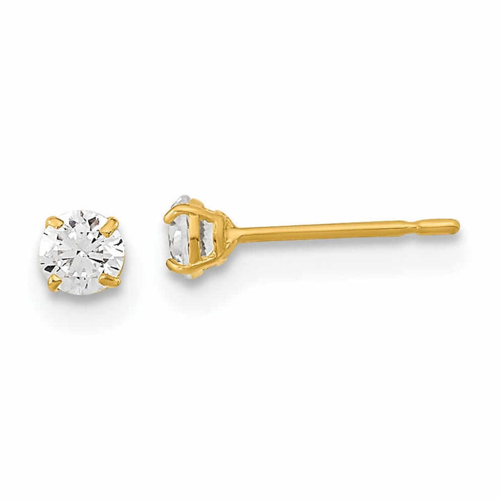 14k Gold Round Basket Set Stud Earrings