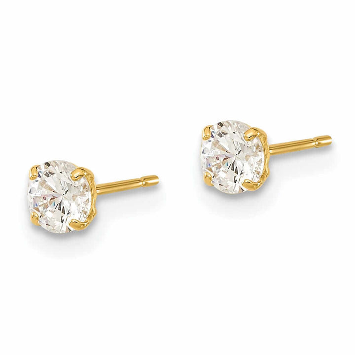 14k Gold Round Basket Set Stud Earrings