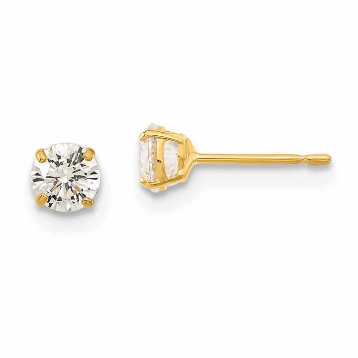 14k Gold Round Basket Set Stud Earrings