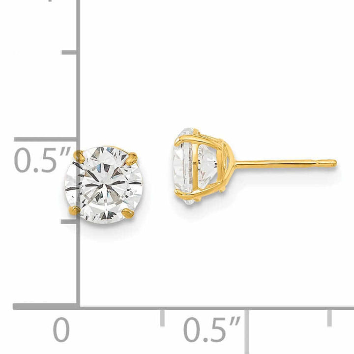 14k 6mm Round Basket Set Stud Earrings