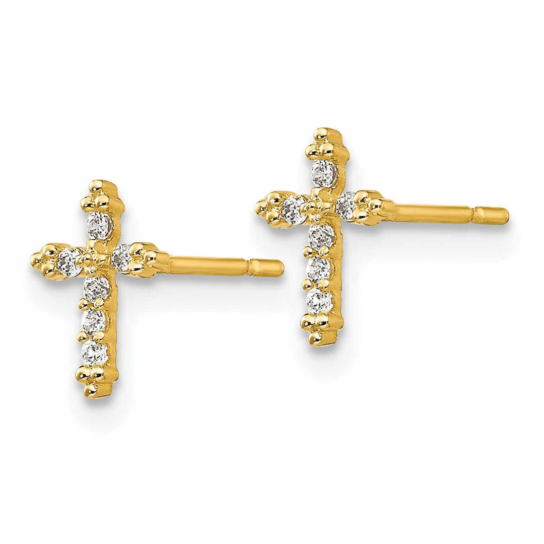 14k Madi K CZ Childrens Cross Post Earrings