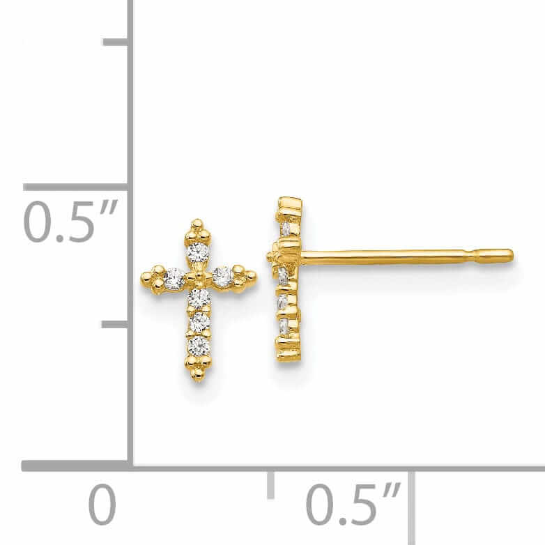 14k Madi K CZ Childrens Cross Post Earrings