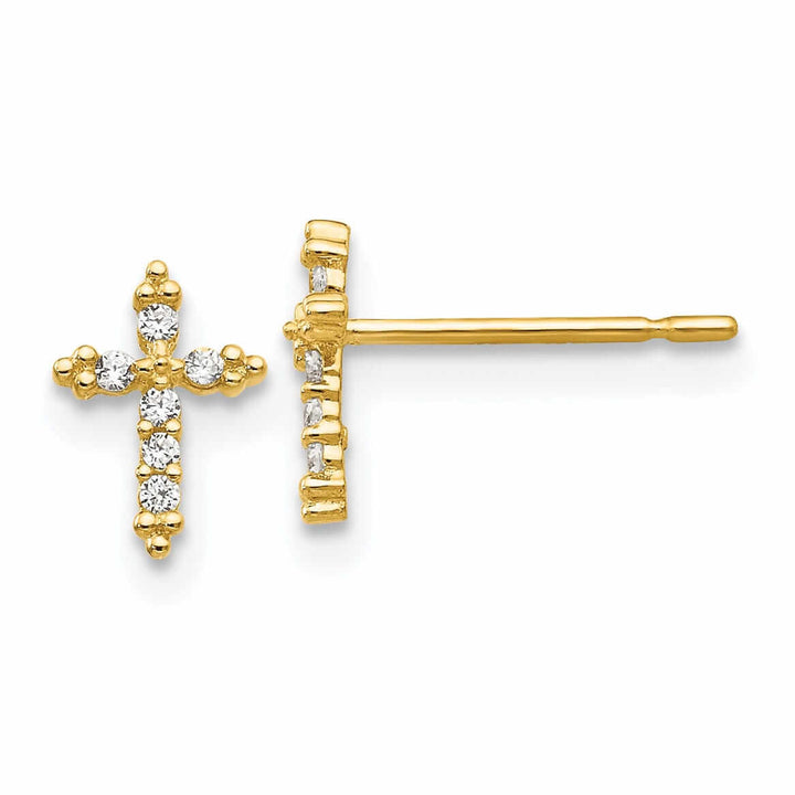 14k Madi K CZ Childrens Cross Post Earrings