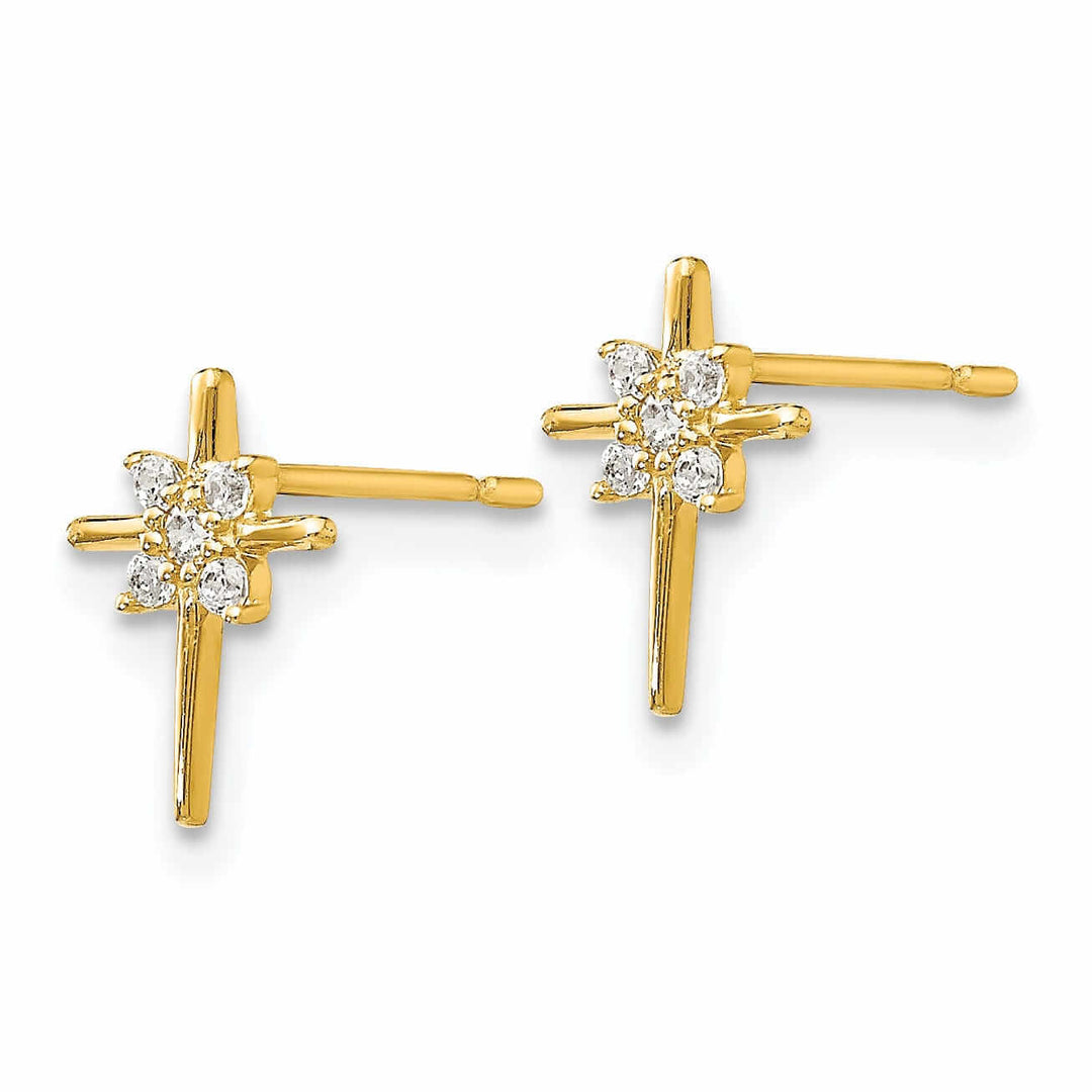 14k Madi K CZ Childrens Cross Post Earrings