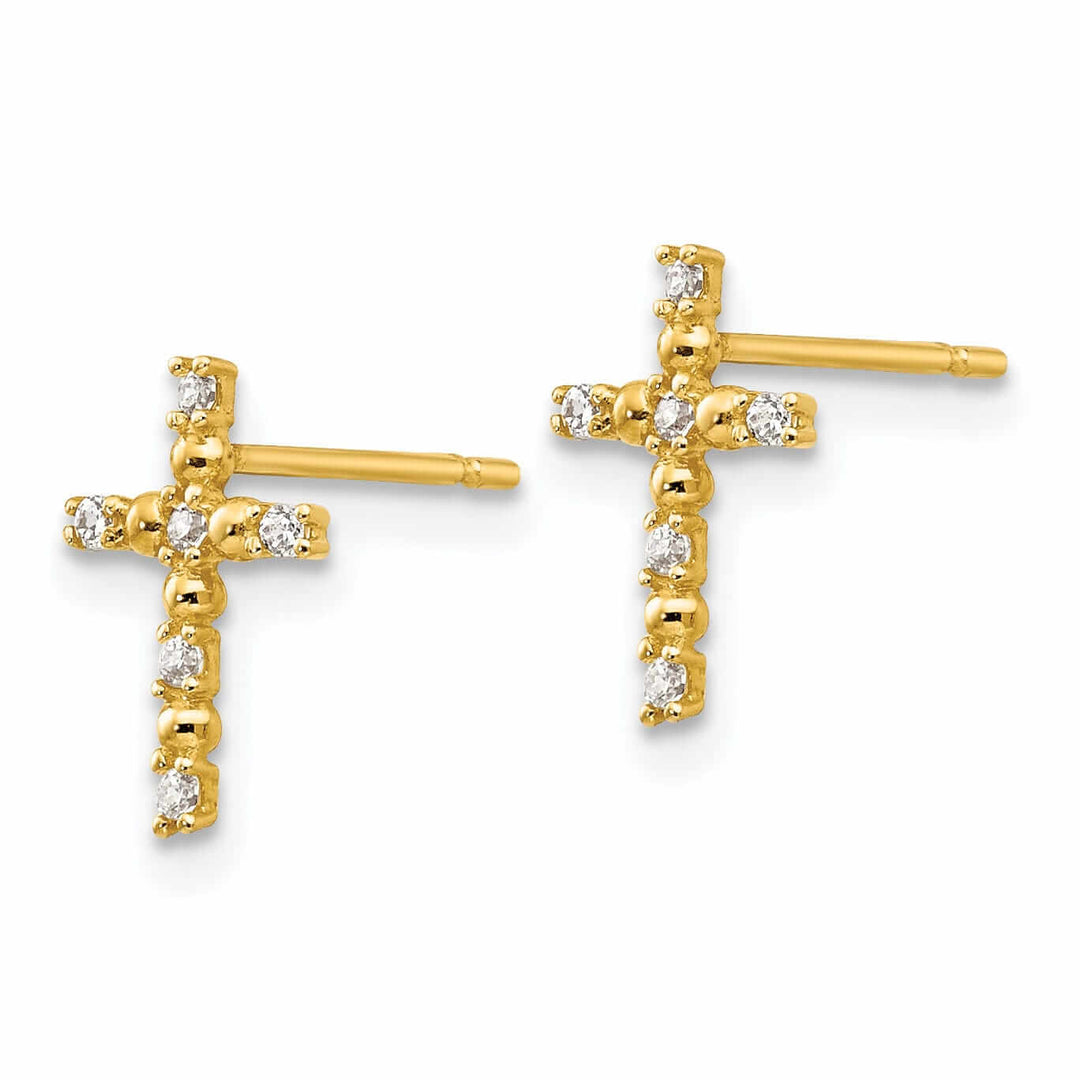 14k Madi K CZ Childrens Cross Post Earrings