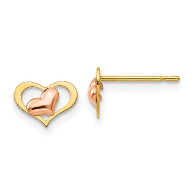 14k Two-tone Gold Heart Post Earrings at $ 44.3 only from Jewelryshopping.com