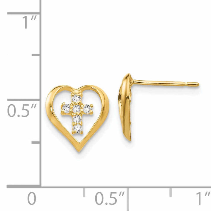 14k Madi K Heart Cross Post Earrings