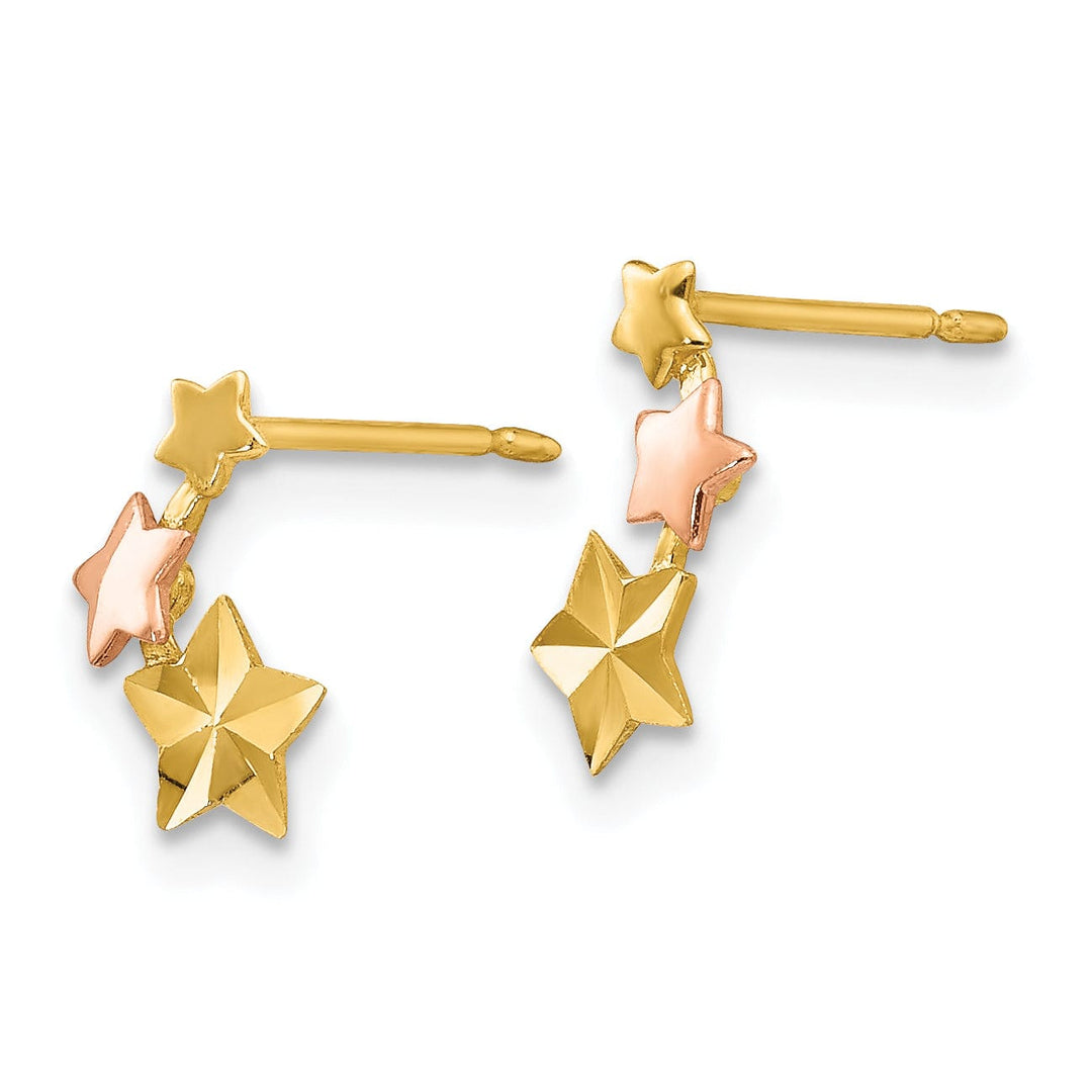 14k Two-tone Gold Star Post Earrings