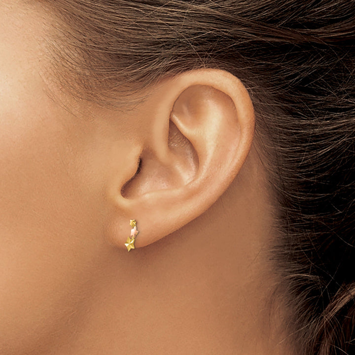 14k Two-tone Gold Star Post Earrings