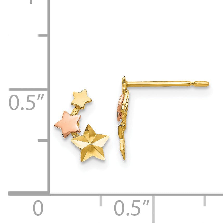 14k Two-tone Gold Star Post Earrings