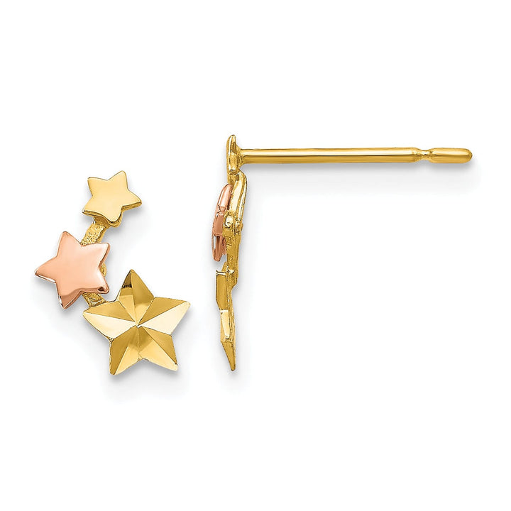 14k Two-tone Gold Star Post Earrings